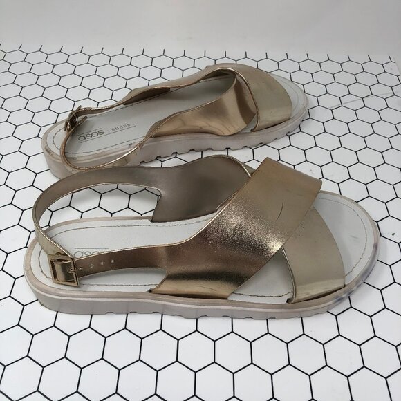 Asos Metallic Gold Freda Slingback Sandals 11 - Picture 3 of 8